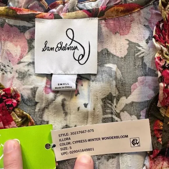 Sam Edelman Illora Floral Midi Dress Cypress Winter Wonderbloom Size Small NWT - Picture 6 of 10